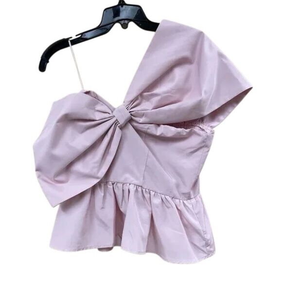 Express Tops - NWT Express Women's Pink Off Shoulder Bow Smock Top Size Large